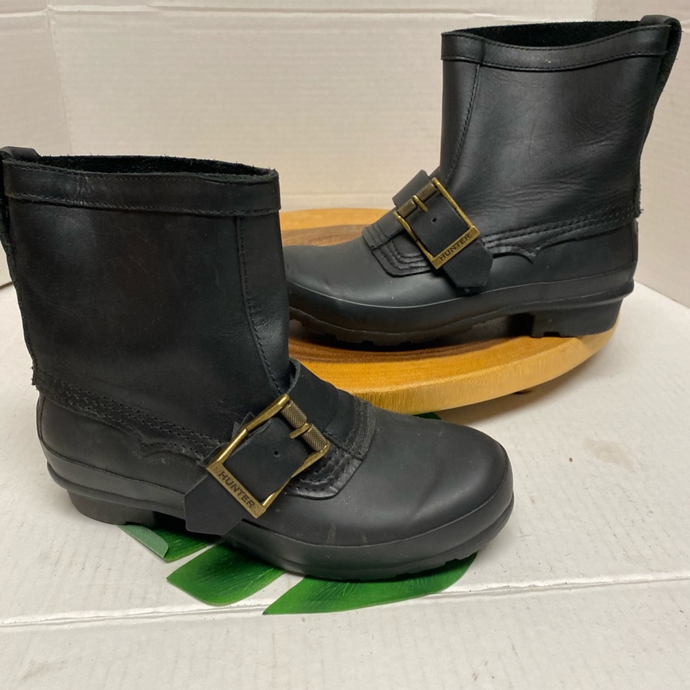 Hunter Leather MoTo Buckle Rain Boots